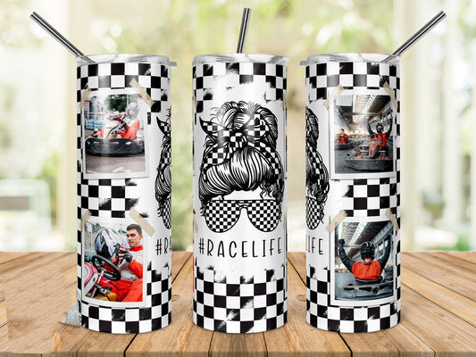 Photo Frame #racelife 20 Oz Skinny Tumbler