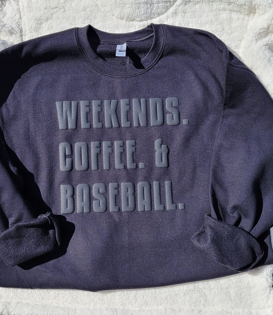 Weekends Coffee & Baseball Puff Graphic Tee