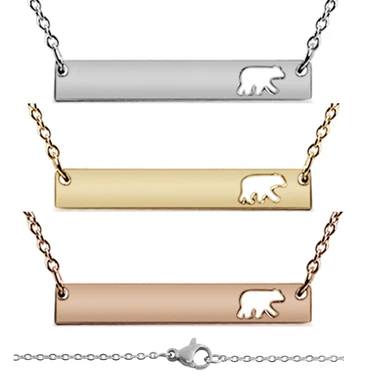 Custom Engraved Mama Bear Bar Necklace