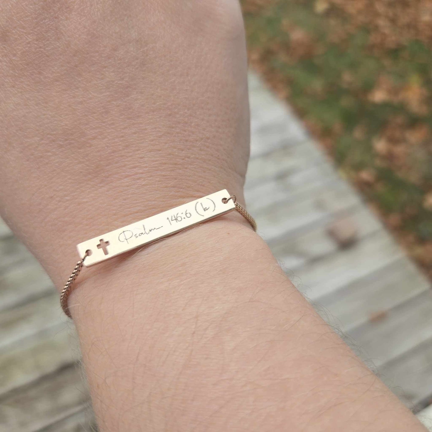 Custom Engraved Cross Bar Bracelet