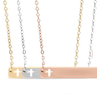 Custom Engraved Cross Bar Necklace