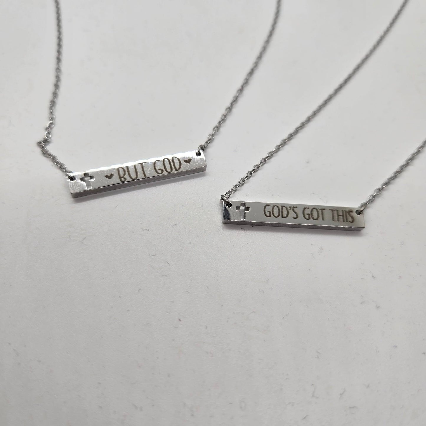 God's Got This Custom Engraved Cross Bar Necklace