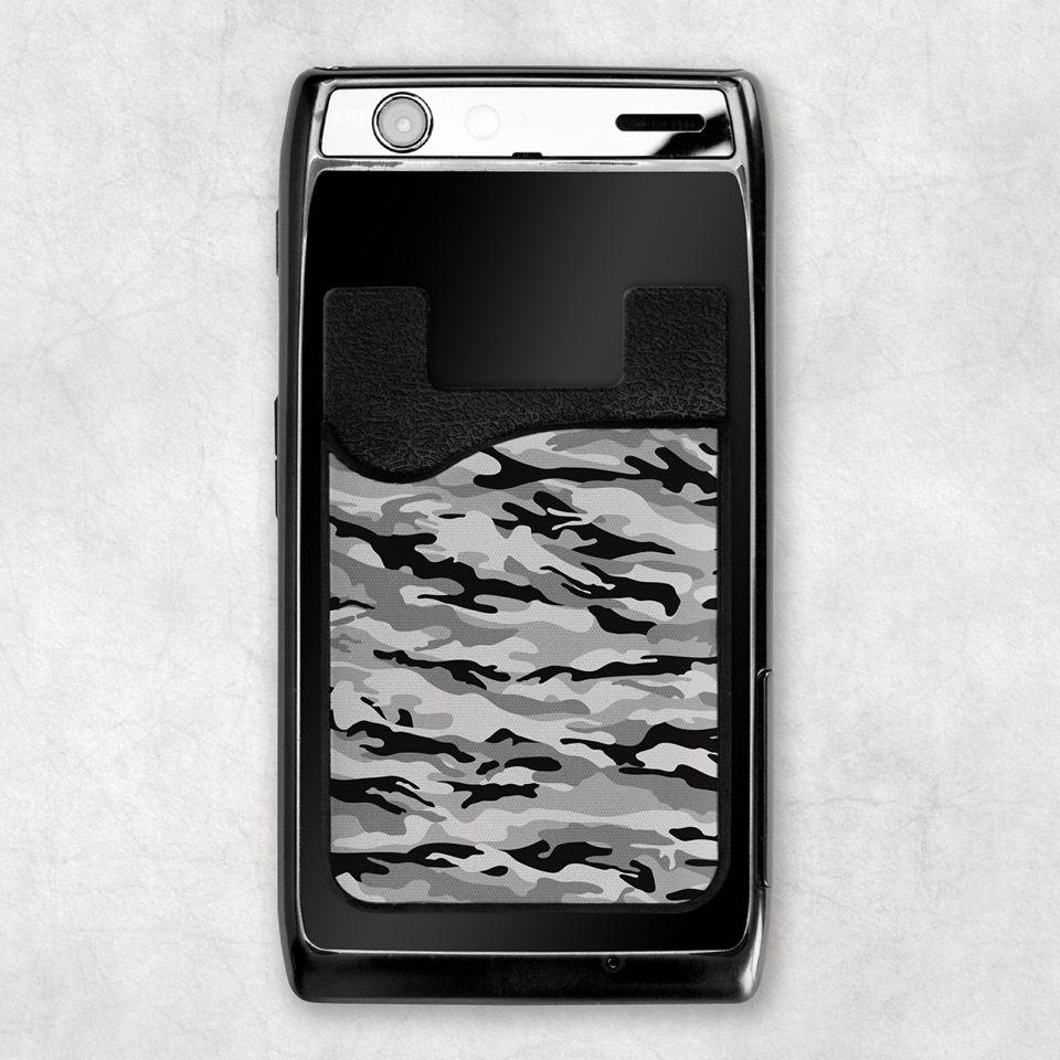 Black And Grey Camo Card Caddy Phone Wallet