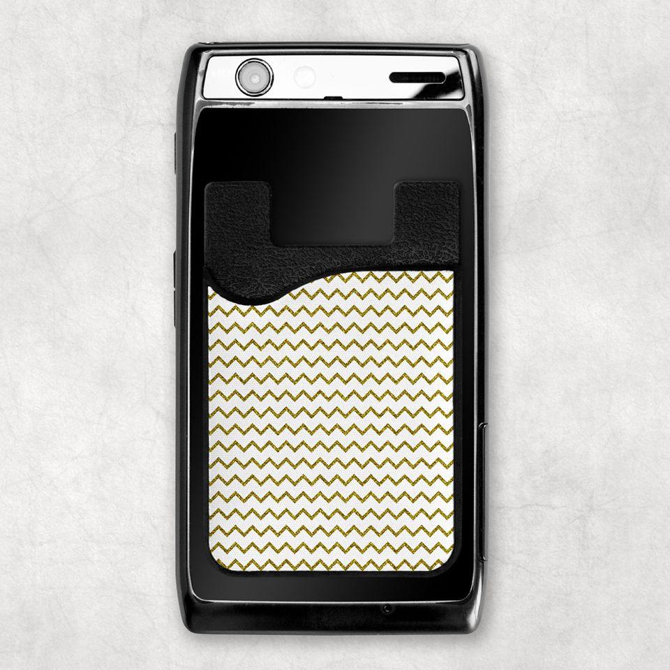 Gold Chevron Card Caddy Phone Wallet