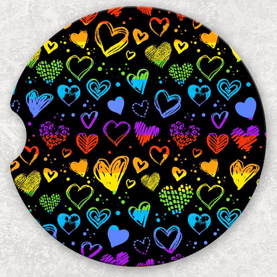 Car Coaster Set - Rainbow Hearts