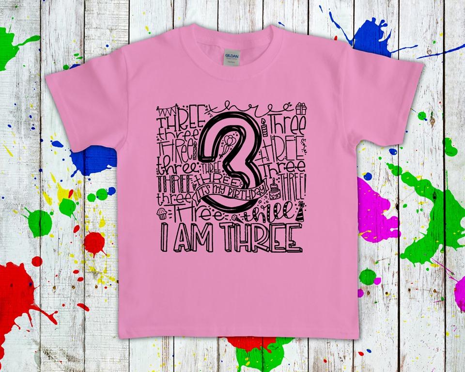I Am Three Subway Art Graphic Tee Graphic Tee