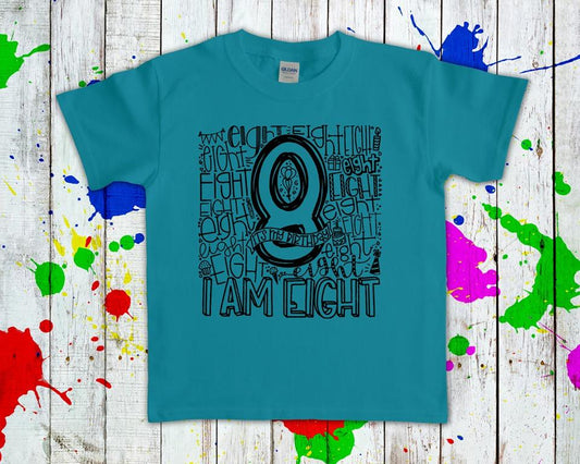 I Am Eight Subway Art Graphic Tee Graphic Tee