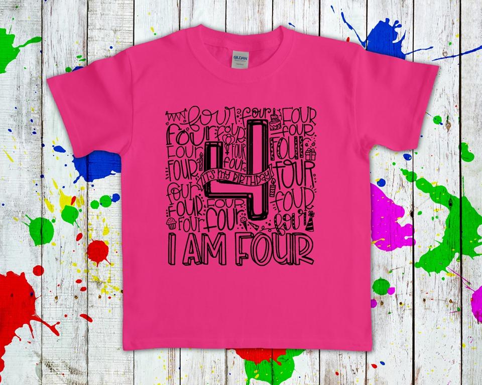 I Am Four Subway Art Graphic Tee Graphic Tee