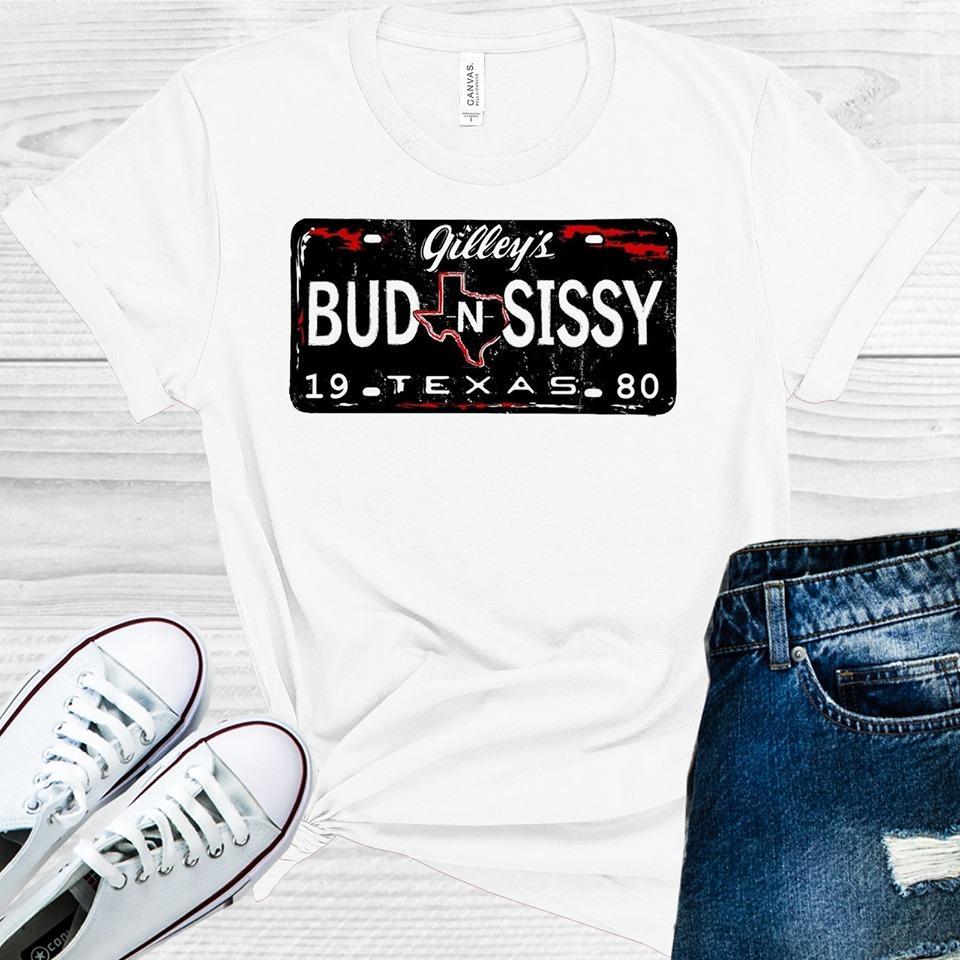 Urban Cowboy: Gillys Bud And Sissy License Plate Graphic Tee Graphic Tee
