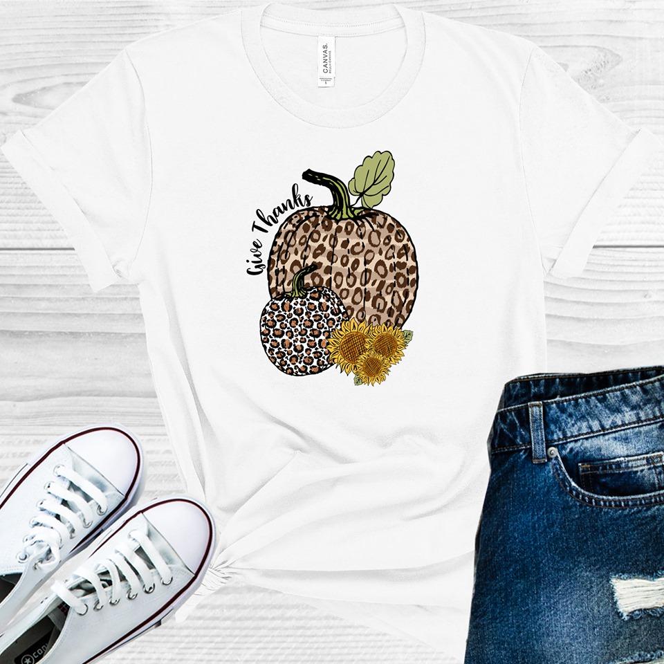Give Thanks Leopard Pumpkins Graphic Tee Graphic Tee