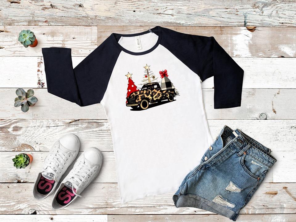 Leopard Christmas Truck Graphic Tee Graphic Tee