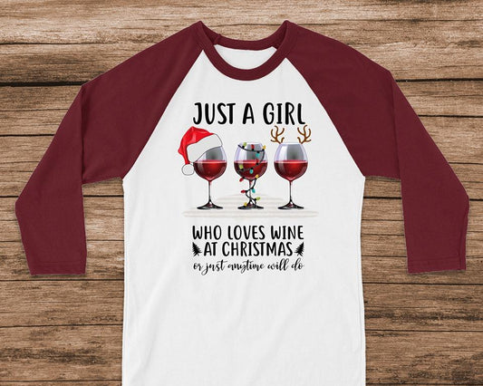Just A Girl Who Loves Wine At Christmas Graphic Tee Graphic Tee