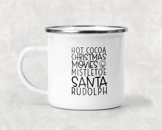 Hot Cocoa Christmas Movies Mistletoe Santa Rudolph Mug Coffee