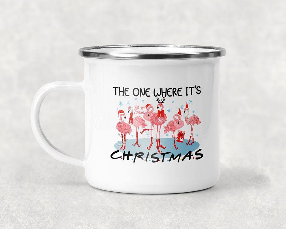 The One Where Its Christmas Friends Flamingo Mug Coffee