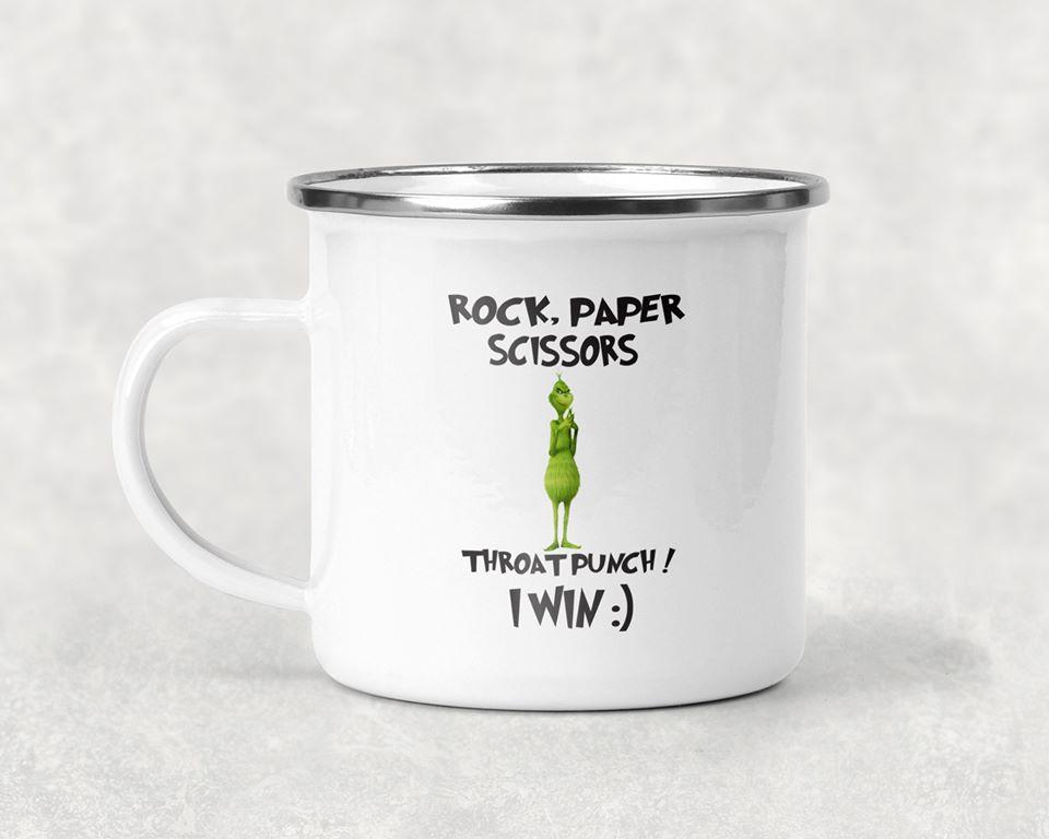 Rock Paper Scissors Throat Punch I Win Grinch Mug Coffee