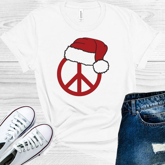 Santa Hat Peace Sign Graphic Tee Graphic Tee