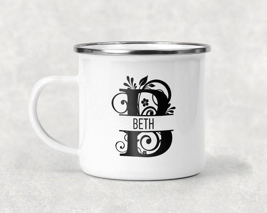 Swirl Split Monogram Personalized Mug Coffee