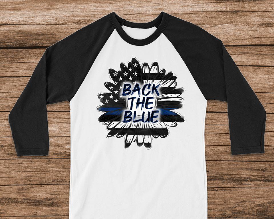 Back The Blue Thin Line Sunflower Graphic Tee Graphic Tee
