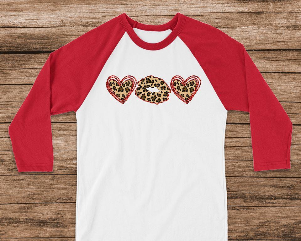 Leopard Hearts And Lips Graphic Tee Graphic Tee
