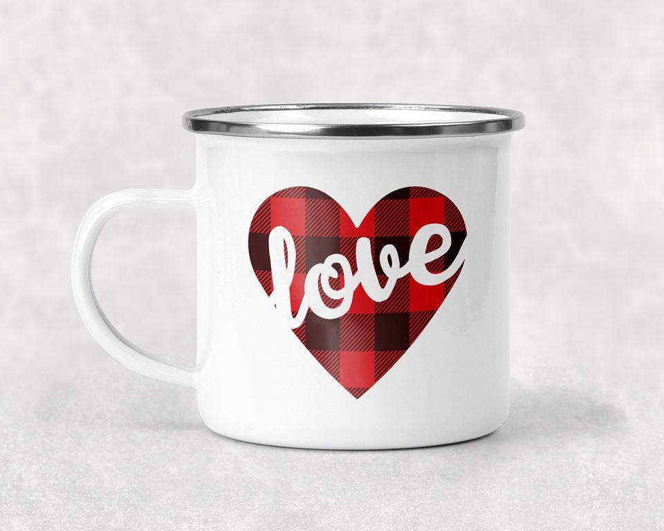 Love Buffalo Plaid Heart Mug Coffee