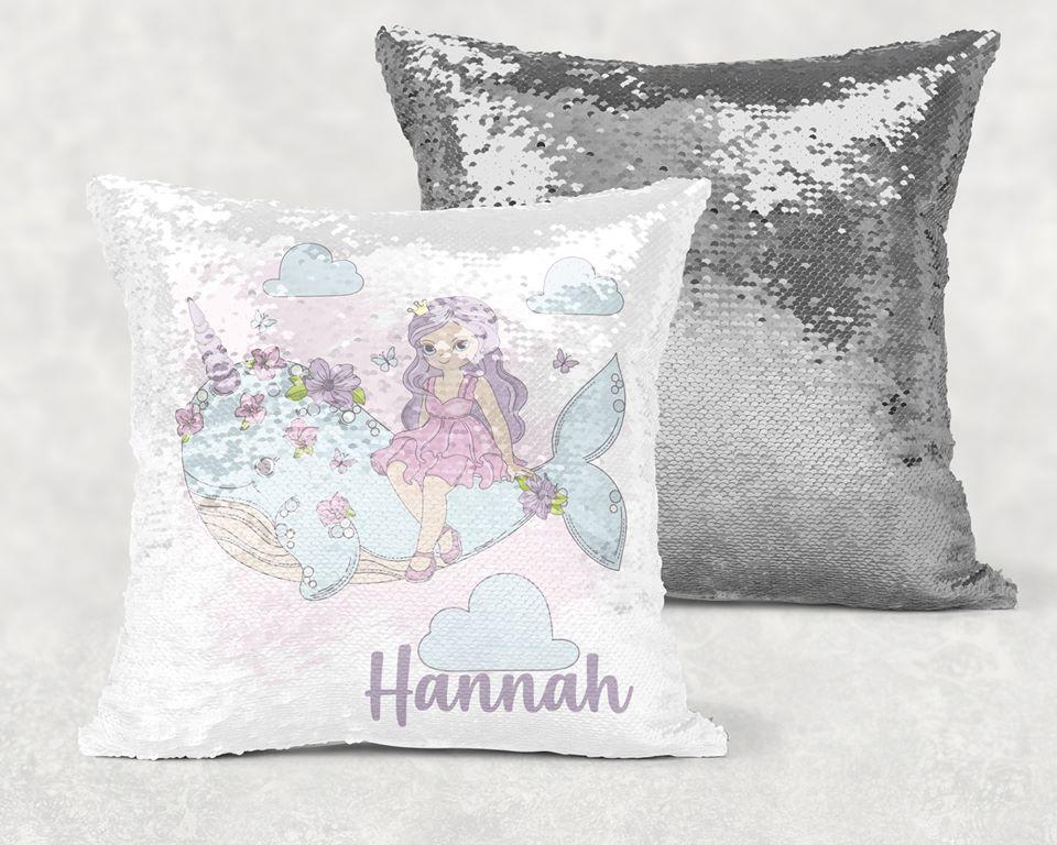 Mermaid Sequin Pillow With Personalization