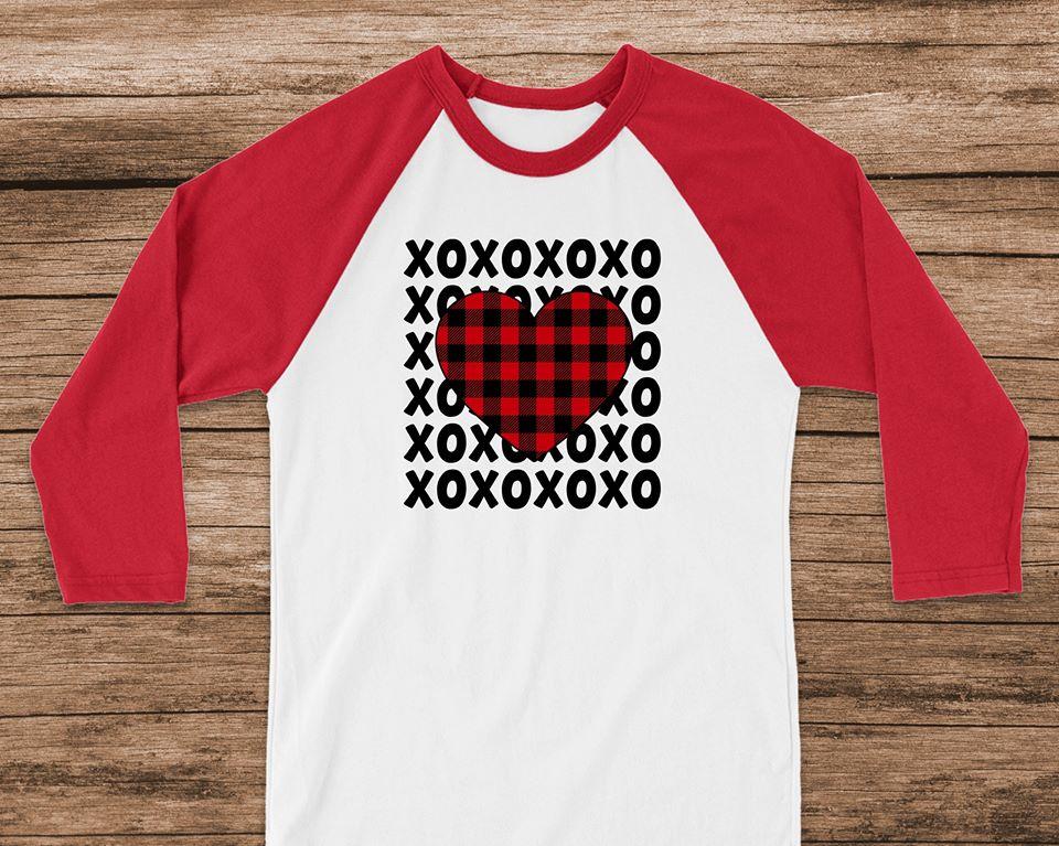 Xoxo Plaid Heart Graphic Tee Graphic Tee