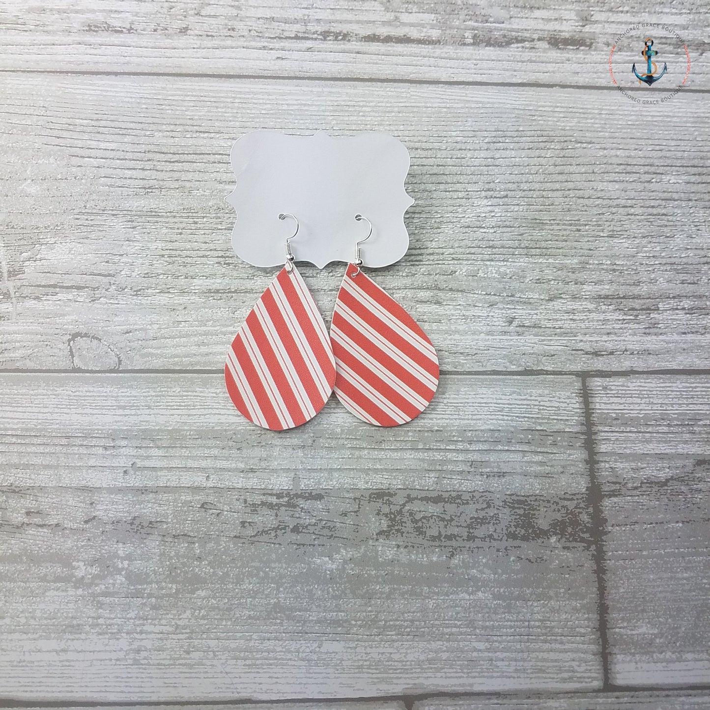 Candy Cane Leather Drop Earrings