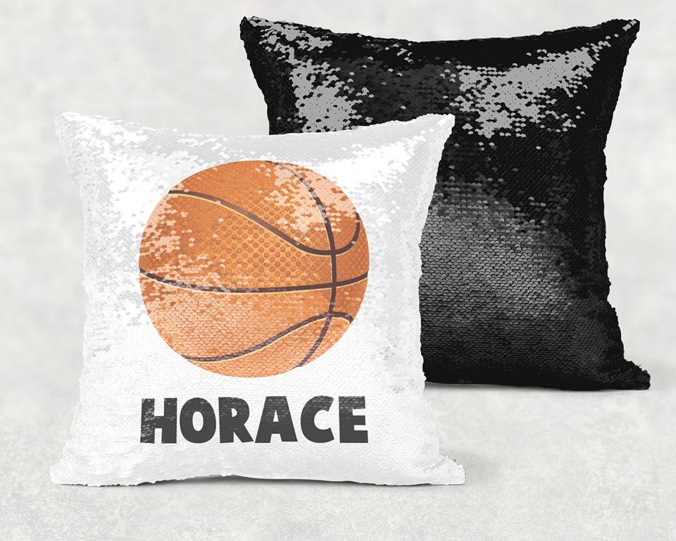 Basketball Sequin Pillow With Personalization