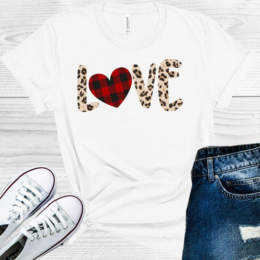 Buffalo Plaid Leopard Love Valentines Day Graphic Tee Graphic Tee
