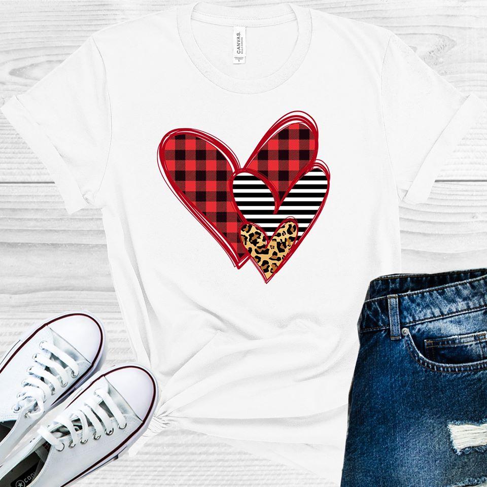Plaid Leopard Stripe Hearts Graphic Tee Graphic Tee