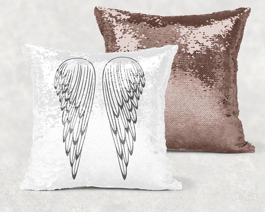 Wings Sequin Pillow With Personalization