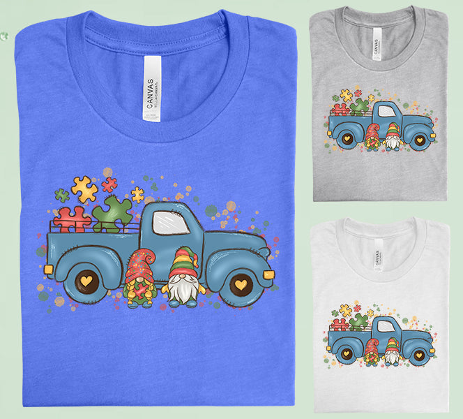 Autism Awareness Gnomes Truck Graphic Tee Graphic Tee