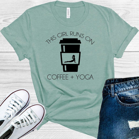 This Girl Runs On Coffee And Yoga Graphic Tee Graphic Tee