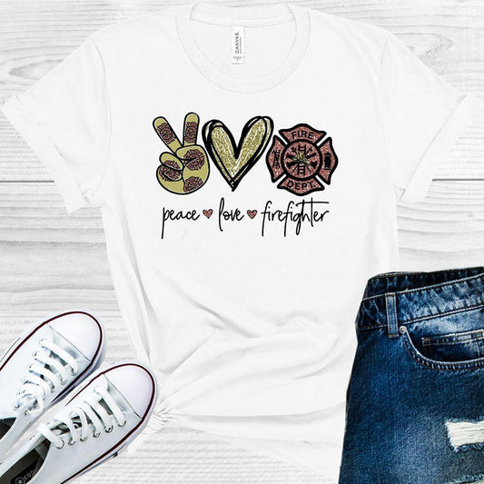 Peace Love Firefighter Graphic Tee Graphic Tee