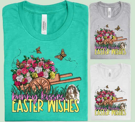 Bunny Kisses Easter Wishes Graphic Tee