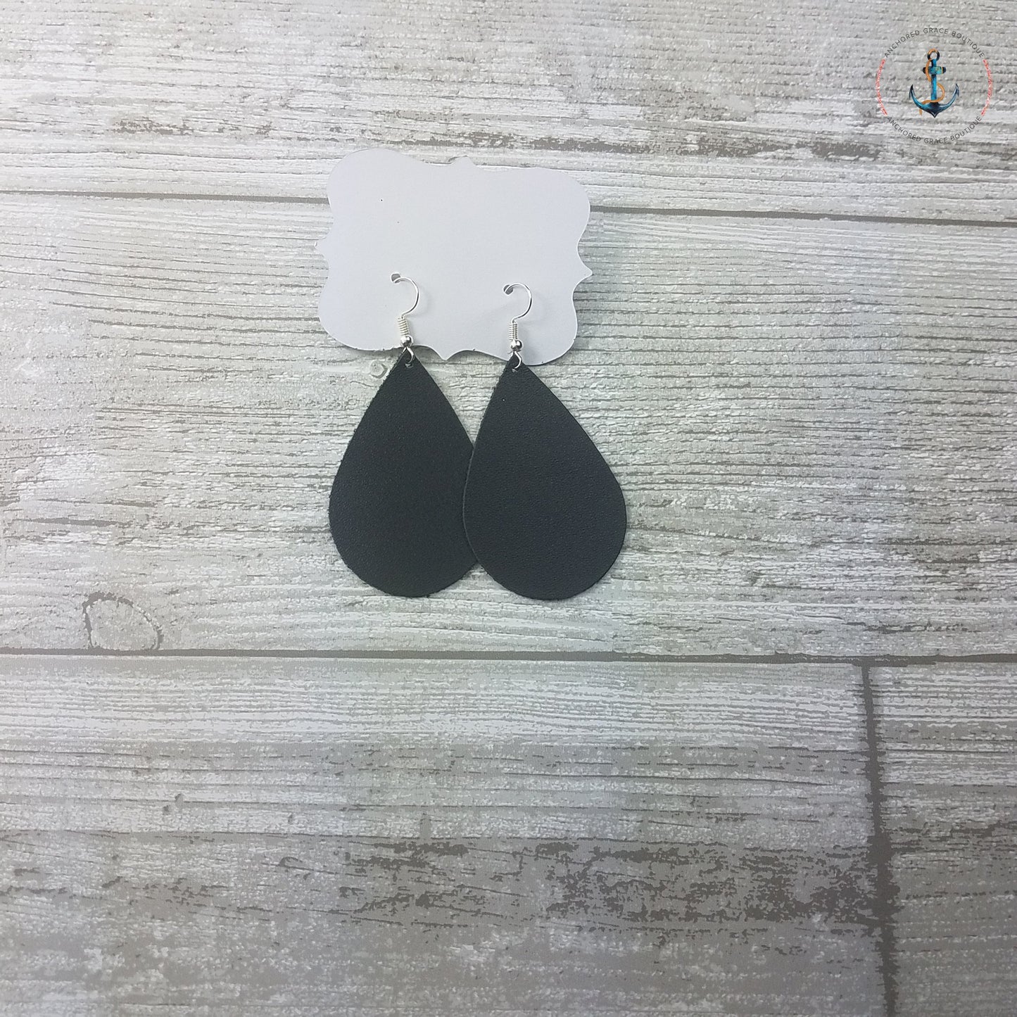 Black Leather Drop Earrings