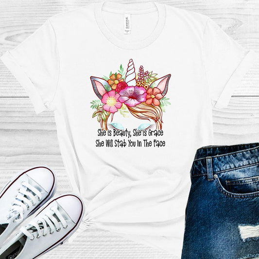 She Is Beauty Grace Will Stab You In The Face Graphic Tee Graphic Tee