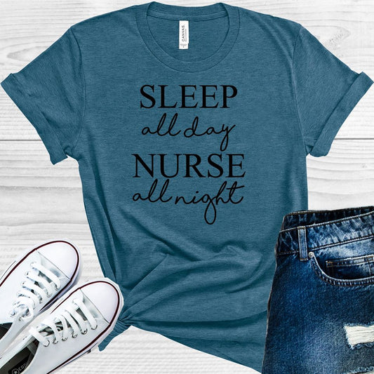 Sleep All Day Nurse Night Graphic Tee Graphic Tee