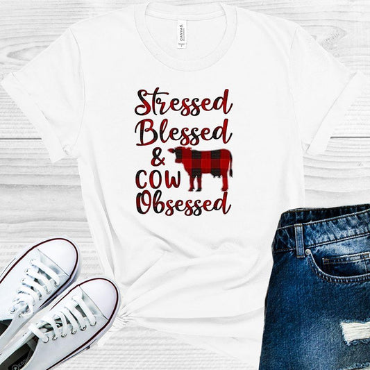 Stressed Blessed & Cow Obsessed Graphic Tee Graphic Tee