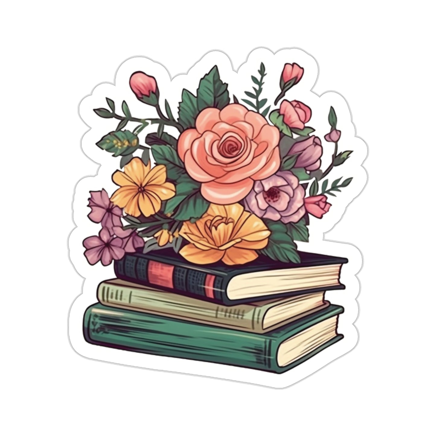 Floral Books Sticker Bright Colors | Fun Stickers | Happy Stickers | Must Have Stickers | Laptop Stickers | Best Stickers | Gift Ideas