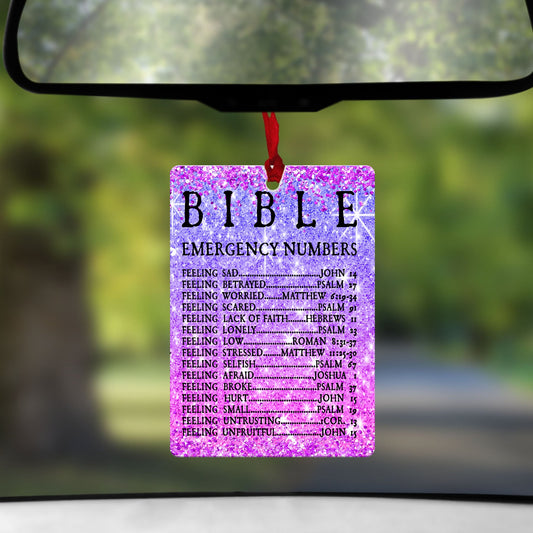 Bible Emergency Numbers Car Freshener Keychains