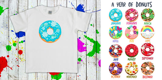 A Year Of Donuts Monthly Graphic Tee Graphic Tee