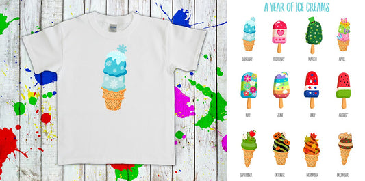 A Year Of Ice Cream Monthly Graphic Tee Graphic Tee