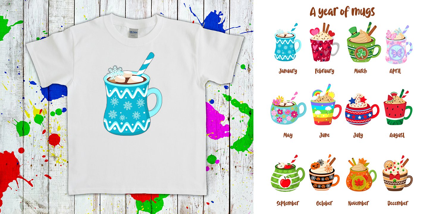 A Year Of Mugs Monthly Graphic Tee Graphic Tee