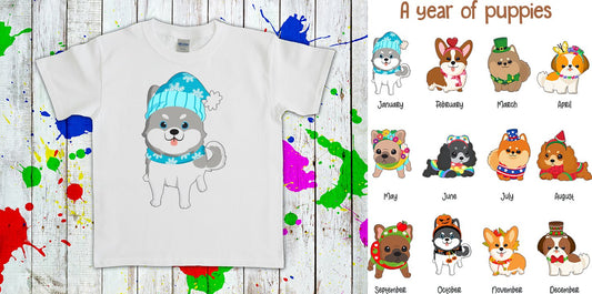 A Year Of Puppies Monthly Graphic Tee Graphic Tee