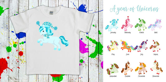 A Year Of Unicorns Monthly Graphic Tee Graphic Tee