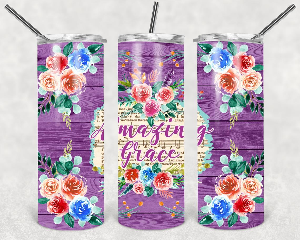 Amazing Grace 20 Oz Skinny Tumbler