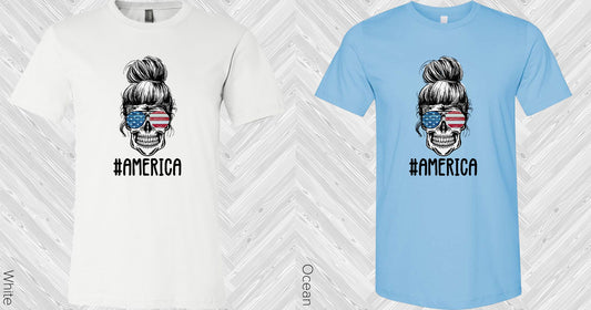 #america Patriotic Skull Graphic Tee Graphic Tee