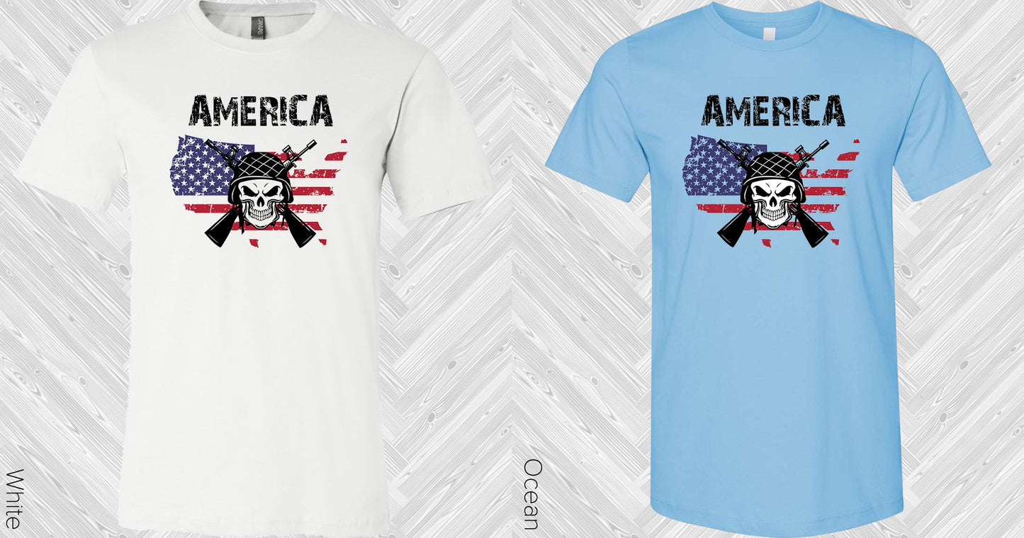 America Skull Flag Graphic Tee Graphic Tee