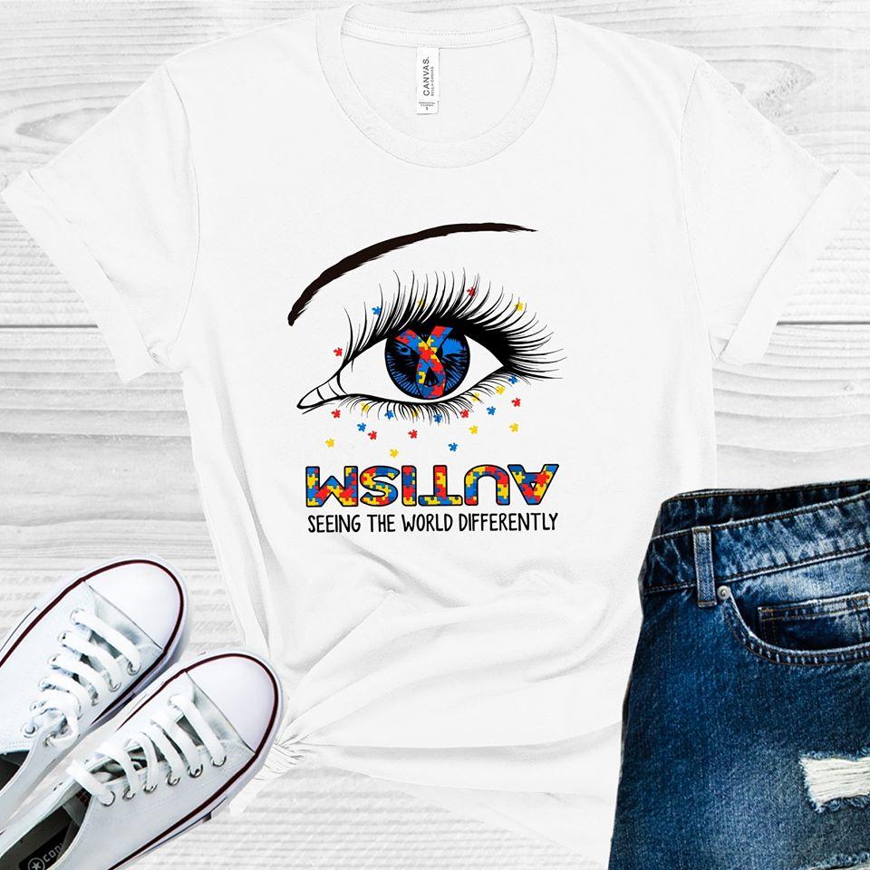 Autism Seeing The World Differently Awareness Eye Graphic Tee Graphic Tee